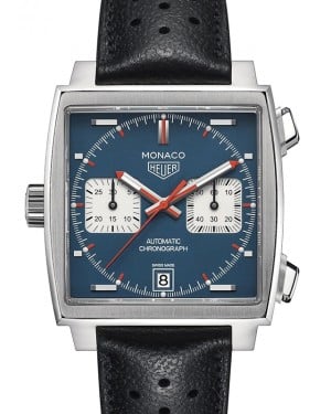 Tag Heuer Monaco Stainless Steel Blue Index Dial & Leather Strap  CAW211P.FC6356 - BRAND NEW