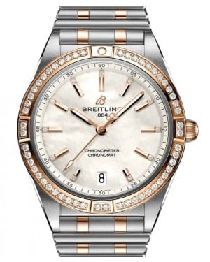 Breitling Chronomat Automatic 36 Stainless Steel Red Gold Diamond Bezel Mother of Pearl Dial U10380591A2U1 - BRAND NEW