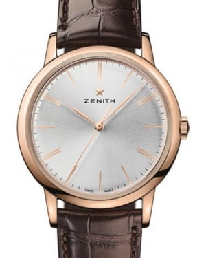 Zenith Elite Classic Rose Gold Silver Index Dial & Leather Strap 18.2290.679/01.C498 - BRAND NEW