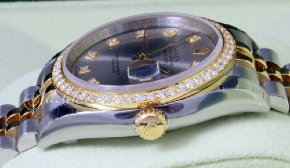Rolex 116233 Datejust 36 Silver 10 Diamonds 18k Gold WatchGuyNYC New York