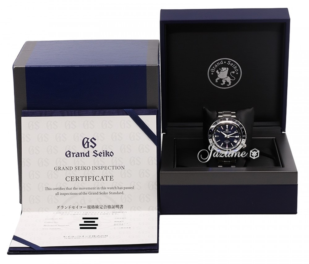 Grand Seiko Hi-Beat 36000 GMT Triple Time Stainless Steel Blue  Dial  Rotating Bezel Bracelet SBGJ237 - BRAND NEW