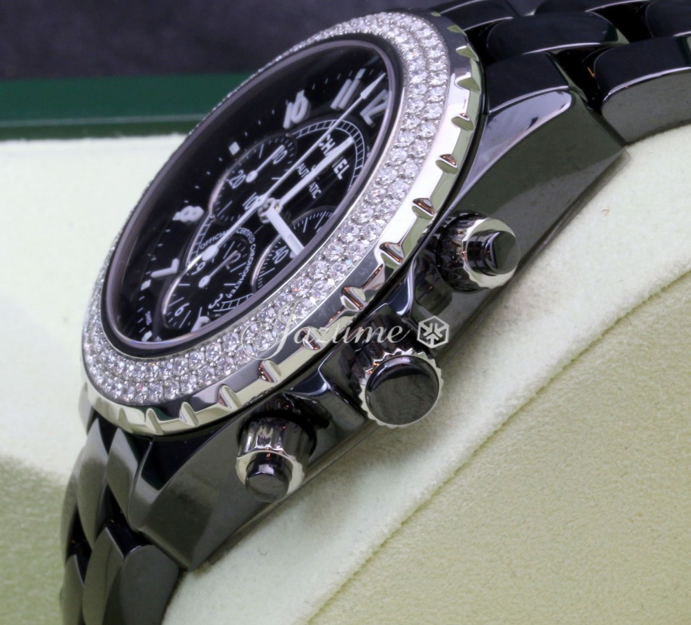 Chanel J12 H1009 Black Ceramic Diamond Chronograph 41mm Automatic