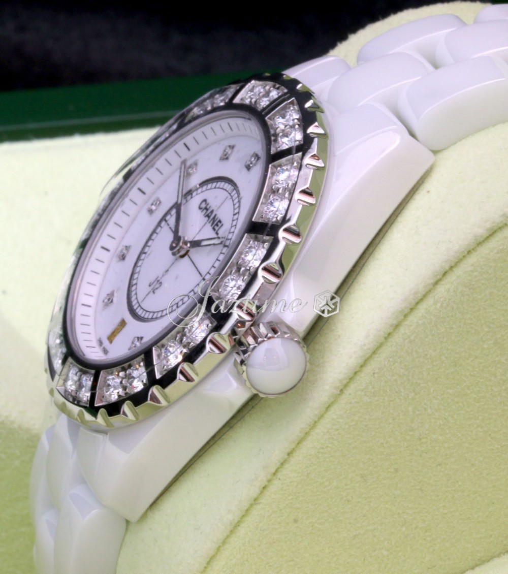 Chanel J12 H2430 Ladies 38mm White Ceramic Diamond Bezel Dial Quartz -  BRAND NEW