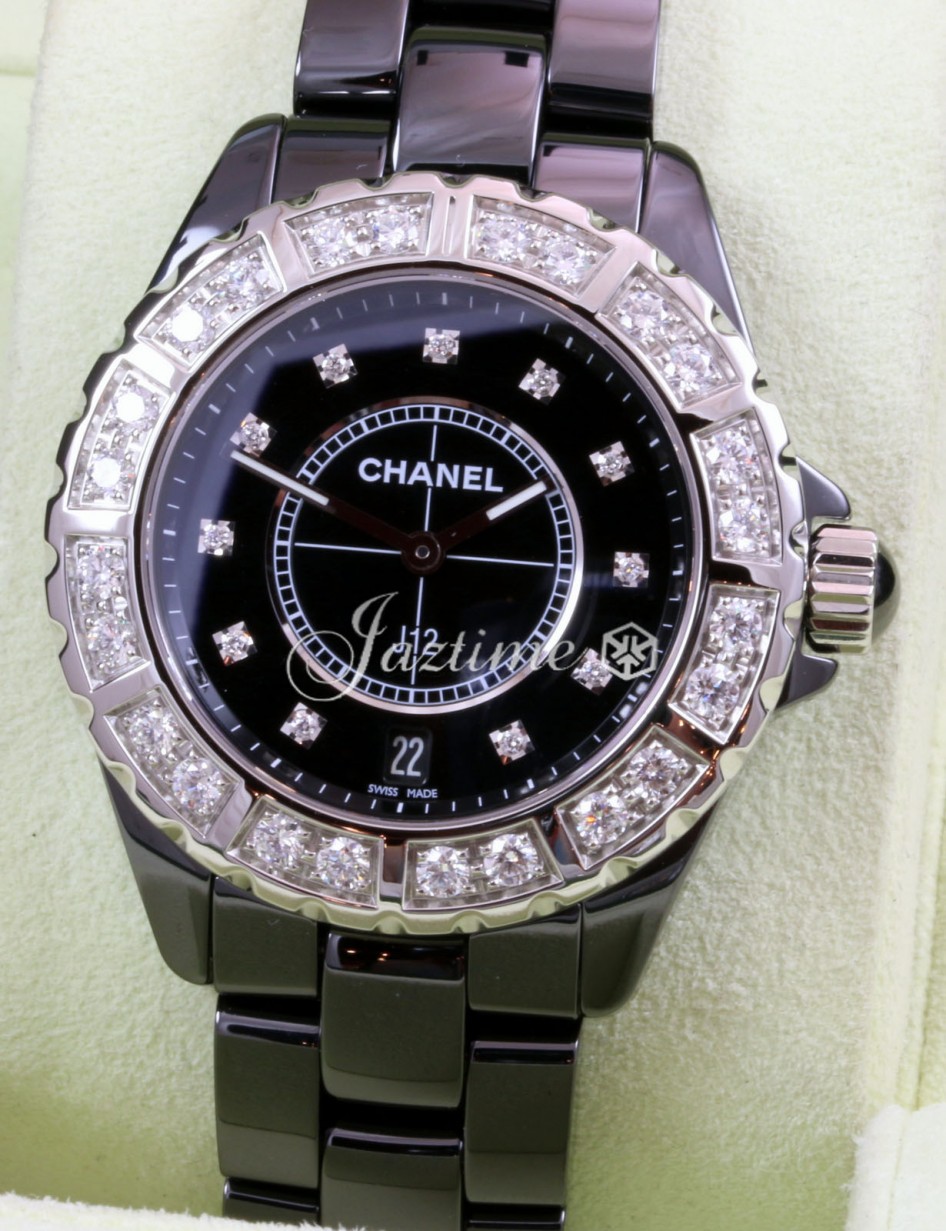 Chanel J12 38mm Quartz, Black Diamond Dial - Black / Pink Gold