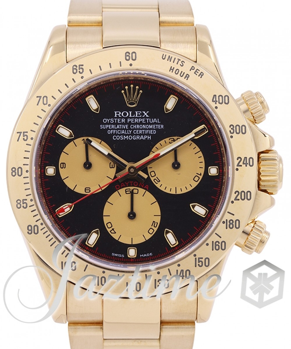 Daytona Gold "Paul Newman" Black With Champagne Subdials Oyster Bracelet 116528 -