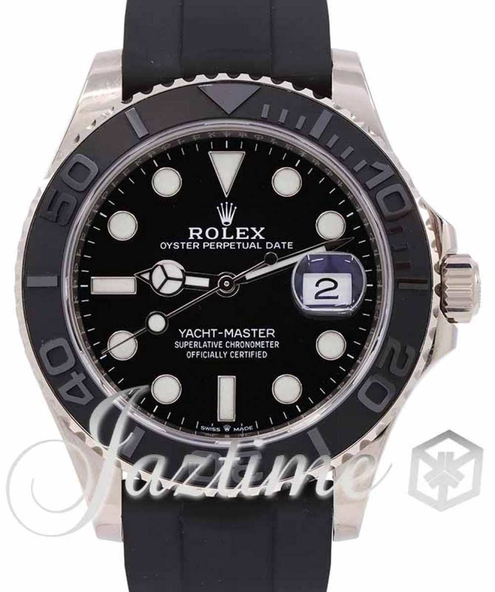 Rolex Yacht-Master 42 White Gold Black Dial & Matte Black Oysterflex Strap  226659 - PRE-OWNED