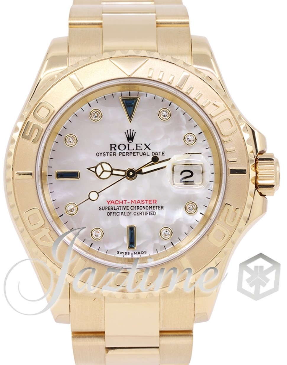 Rolex Yacht-Master 40 Serti Yellow Gold White Mother of Pearl 40mm  Sapphire/Diamond Dial Oyster Bracelet 16628 - PRE-OWNED