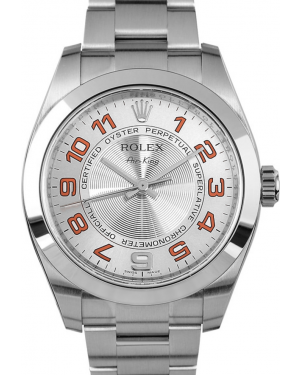 Rolex Oyster Perpetual 34 Stainless Steel Silver / Orange Arabic Dial & Smooth Bezel Oyster Bracelet 114200