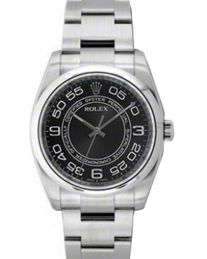 Rolex Oyster Perpetual 36 Stainless Black Concentric Circle Arabic Dial & Smooth Bezel Oyster Bracelet 116000 - BRAND NEW