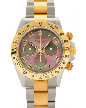 Rolex Daytona 116523-DMOPR Black Mother Of Pearl Roman Yellow Gold Stainless Steel 
