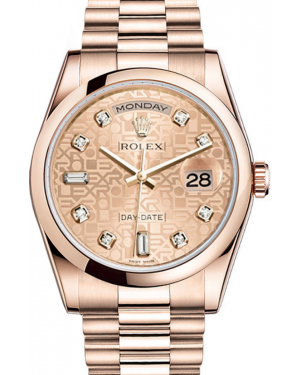 Rolex Day-Date 36 118205-GLJDDP Champagne Jubilee Dial Diamond Rose Gold President - BRAND NEW