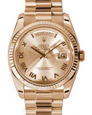 Rolex Day-Date 36 118235-GLDRFP Champagne Roman Fluted Rose Gold President - BRAND NEW