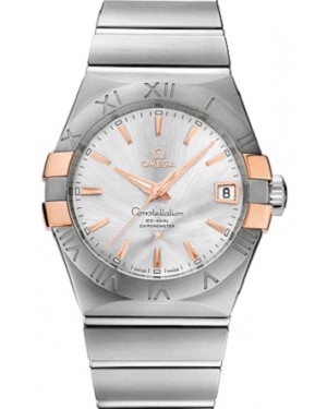 Omega Constellation Co-Axial 123.20.38.21.02.004 38mm Silver Index Roman Red Gold Stainless Steel - BRAND NEW