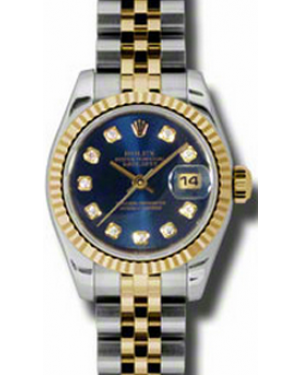 Rolex Lady-Datejust 26 179173-BLUDFJ Blue Diamond Fluted Yellow Gold Stainless Steel Jubilee - BRAND NEW