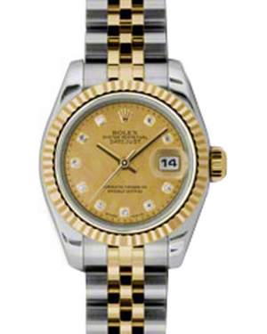 Rolex Lady-Datejust 26 179173-CGDMOPDJ Champagne Goldust Mother of Pearl Diamond Fluted Yellow Gold Stainless Steel Jubilee - BRAND NEW
