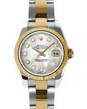 Rolex Lady-Datejust 26 179173-MOPDO White Mother of Pearl Diamond Fluted Yellow Gold Stainless Steel Oyster - BRAND NEW