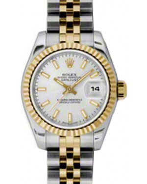 Rolex Lady-Datejust 26 179173-SLVSJ Silver Index Fluted Yellow Gold Stainless Steel Jubilee - BRAND NEW