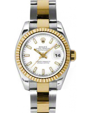 Rolex Lady-Datejust 26 179173-WHTSO White Index Fluted Yellow Gold Stainless Steel Oyster - BRAND NEW