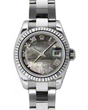 Rolex Lady-Datejust 26 179174-DMOPRO Dark Mother of Pearl Roman Fluted White Gold Stainless Steel Oyster - BRAND NEW