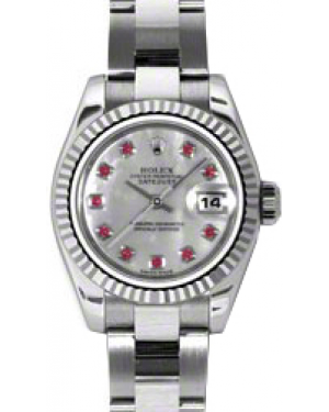 Rolex Lady-Datejust 26 179174-MOPRBO White Mother of Pearl Ruby Fluted White Gold Stainless Steel Oyster - BRAND NEW