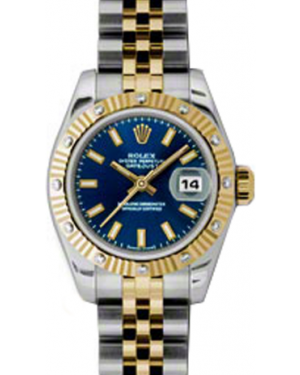 Rolex Lady-Datejust 26 179313-BLUSJ Blue Index Fluted Diamond Yellow Gold Stainless Steel Jubilee - BRAND NEW