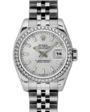Rolex Lady-Datejust 26 179384-SLVSJ Silver Index Diamond Bezel Stainless Steel Jubilee - BRAND NEW
