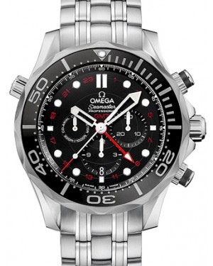Omega Seamaster Diver 300M Co-Axial Chronometer GMT Chronograph 44mm Stainless Steel Black Dial Bracelet 212.30.44.52.01.001 - BRAND NEW