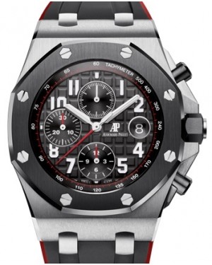Audemars Piguet Royal Oak Offshore "Vampire" Chronograph Steel 42mm Black Red Dial Ceramic Bezel Rubber Strap 26470SO.OO.A002CA.01 - PRE-OWNED