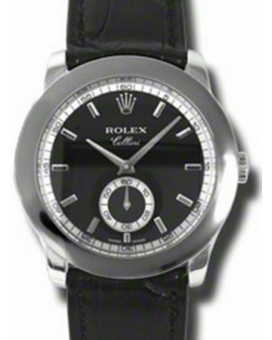 Rolex Cellini Cellinium 5241-6 Black Index Platinum Black Leather Manual BRAND NEW