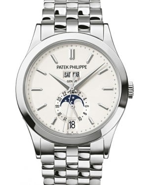 Patek Philippe Complications Day-Date Annual Calendar Moon Phase Silver Opaline Index Dial White Gold Bezel & Bracelet 38.5mm 5396/1G-010 - BRAND NEW