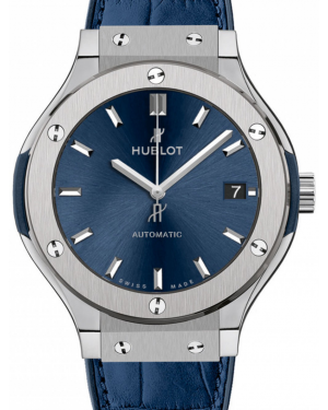 Hublot Classic Fusion 3-Hands Titanium Blue 38mm Blue Dial Rubber and Alligator Leather Straps 565.NX.7170.LR - BRAND NEW