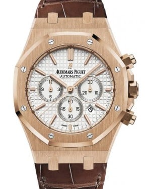 Audemars Piguet Royal Oak Chronograph Rose Gold 41mm Silver Dial Leather 26320OR.OO.D088CR.01