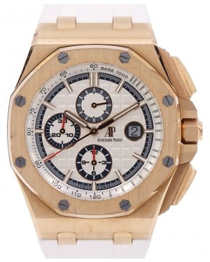 Audemars Piguet Royal Oak Offshore Chronograph Byblos Edition 2017 Rose Gold Silver 44mm Dial Rubber Strap 26408OR.OO.A010CA.01.99 - PRE-OWNED