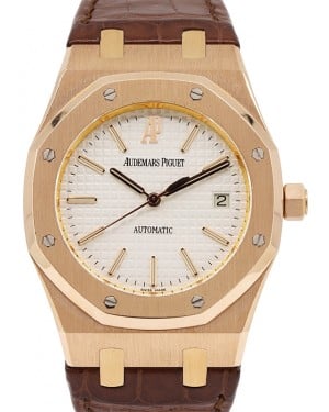 Audemars Piguet Royal Oak Selfwinding Rose Gold 39mm White Index Dial Leather Strap 15300OR.OO.D088CR.02 - PRE-OWNED