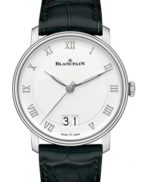 Blancpain Villeret Grande Date Steel White Dial Alligator Leather Strap 6669 1127 55B - BRAND NEW