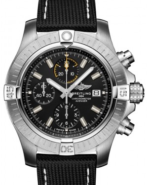 Breitling Avenger Chronograph 45 Stainless Steel 45mm Black Dial Calfskin Leather Strap A13317101B1X1 - BRAND NEW
