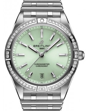 Breitling Chronomat Automatic 36 Stainless Steel Diamond Set Bezel Green Dial A10380591L1A1 - BRAND NEW