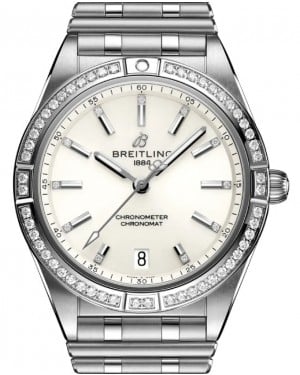 Breitling Chronomat Automatic 36 Stainless Steel Diamond Bezel White Dial A10380591A1A1 - BRAND NEW