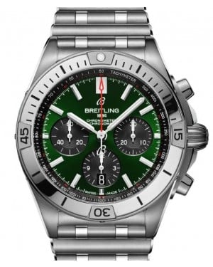 Breitling Chronomat B01 42 Stainless Steel Green Index Dial Bracelet AB0134101L1A1 - BRAND NEW