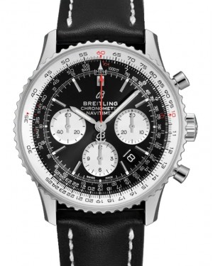 Breitling Navitimer B01 Chronograph 43 Stainless Steel 43mm Black Dial Leather Strap AB0121211B1X2 - BRAND NEW