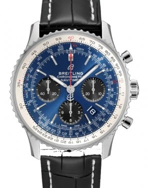 Breitling Navitimer B01 Chronograph 43 Stainless Steel 43mm Blue Dial Alligator Leather Strap AB0121211C1P1 - BRAND NEW
