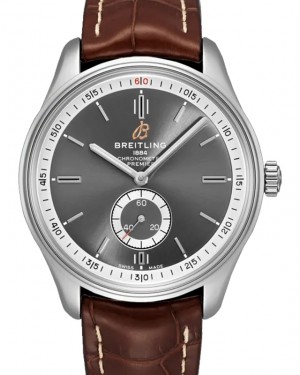 Breitling Premier Automatic 40 Anthracite Dial Stainless Steel Bezel Leather Strap A37340351.B1P1 - BRAND NEW
