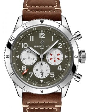 Breitling Super AVI B04 Chronograph GMT 46 Curtiss Warhawk Stainless Steel 46mm Green Dial AB04452A1L1X1 - BRAND NEW
