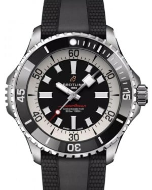 Breitling Superocean Automatic 46 Stainless Steel Black Dial Rubber Strap A17378211B1S1 - BRAND NEW