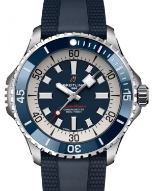 Breitling Superocean Automatic 46 Stainless Steel Blue Dial Rubber Strap A17378E71C1S1 - BRAND NEW