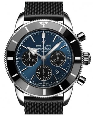 Breitling Superocean Heritage B01 Chronograph 44 Blue Dial Stainless Steel Rubber Strap AB0162121C1S1 - BRAND NEW