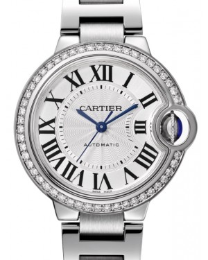 Cartier Ballon Bleu de Cartier 33mm Steel/Diamonds Silver Dial W4BB0016 - BRAND NEW