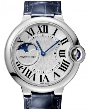 Cartier Ballon Bleu de Cartier Men's Watch Automatic Stainless Steel 37mm Silver Dial Alligator Leather Strap WSBB0020 - BRAND NEW
