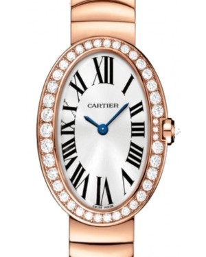 Cartier Baignoire Ladies Watch Small Quartz Rose Gold Diamond Bezel Silver Dial Rose Gold Bracelet WB520002 - BRAND NEW