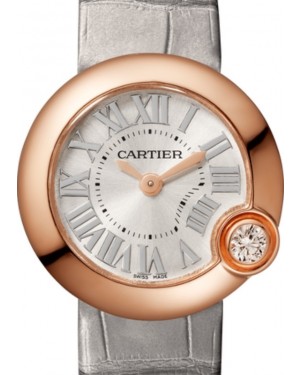 Cartier Ballon Blanc de Cartier Ladies Watch Quartz Rose Gold 26mm Silver Dial Alligator Leather Strap WGBL0004 - BRAND NEW